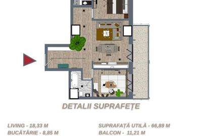 Apartament cu 3 camere în Faleză