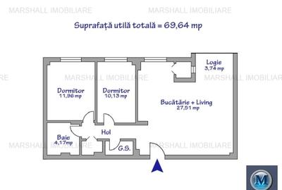 Apartament 3 camere de vanzare, zona Ultracentral, 69.64 mp #16585 - 11