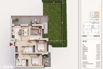 Apartament cu 3 camere în Titan
