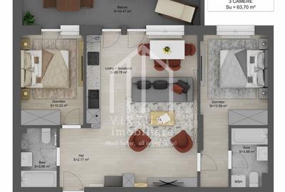 Apartament cu 3 camere semidecomandat în Est - 2