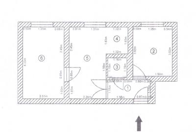 Apartament cu 3 camere semidecomandat în Central