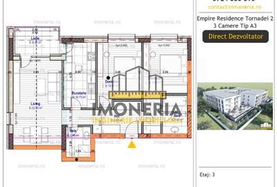 Oferta – Bloc nou Empire Tornadei 2 – Comision 0% – 3 camere spatioase, 88 mp - 2