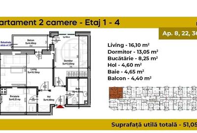 Apartament 2 Camere Zona Grand Arena Sector 4 51.05Mp - 1