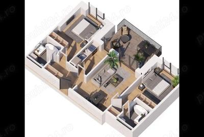 Apartament cu 3 camere semidecomandat în Titan