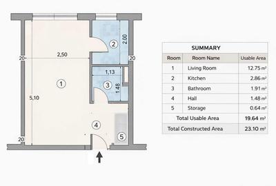 Garsonieră semidecomandată în Central - 1
