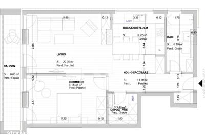 Apartament cu 2 camere decomandat în Dârste - 9