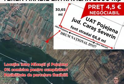 Teren 2000 mp, extravilan cu iesire la DN 57 in Pojejena - 1