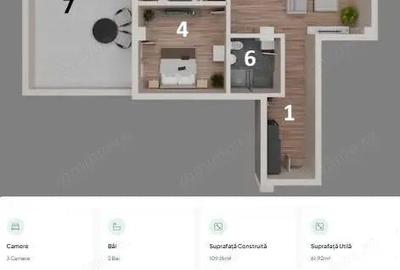 Apartament 3 camere, terasa 31 mp Otopeni central | parcare, comision 0 - 10