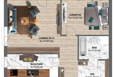 Apartament cu 2 camere decomandat în Nord