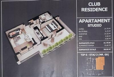 Apartament 2 camere tip studio cu terasa 17 mp Postalionului. - 2