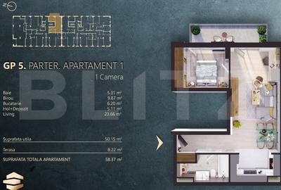 Ap. 2 camere[50 mp] Ansamblu Rezidential_zona RIVUS - 2