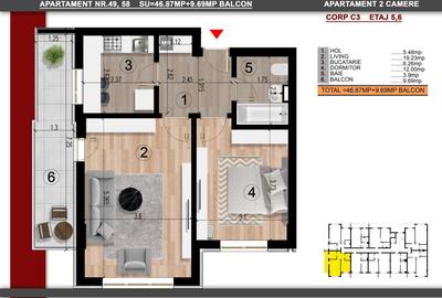 Apartament 2 camere decomandat | 56.56 mp | Acces Metrou Berceni | Finalizat - 4