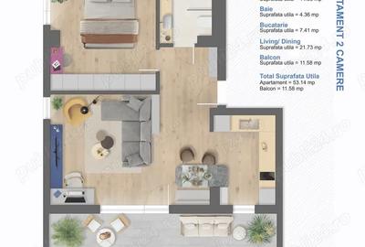 Apartament cu 2 camere semidecomandat, mobilat în Aradului - 9