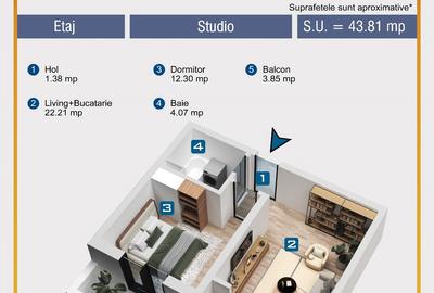 Apartament 2 camere- tip studio -Militari Residence-Comision 0% - 1