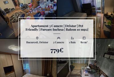 Apartament cu 3 camere decomandat, mobilat în Dristor
