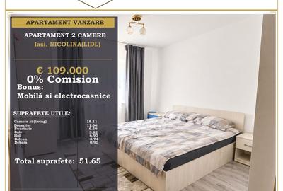 Apartament cu 2 camere decomandat în Nicolina