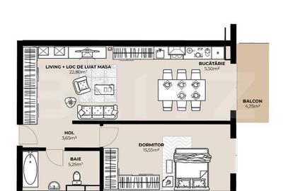 Apartament cu 2 camere semidecomandat în Mărăști