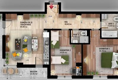 Metrou Nicolae Teclu  Apartament de 3 camere  Titan  Theodor Pallady - 6