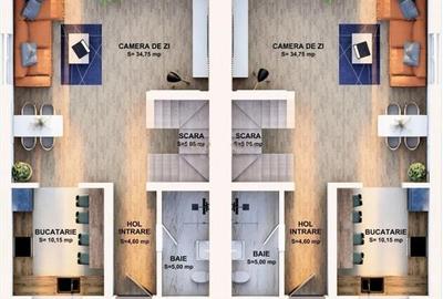 Casa tip duplex predare Iulie, 4 camere, 120mp urili, 400mp teren, Sanpetru-Harm - 9