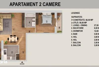 Apartament cu 2 camere în Tunari - 2