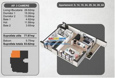 Apartament cu 3 camere decomandat în 13 Septembrie - 12