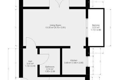 Apartament 3 camere, 31mp, etaj 4/4, bloc anvelopat, acoperis - Piata Doina - 1