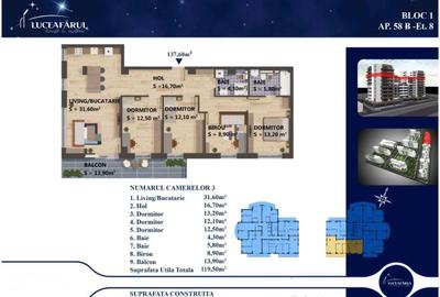 Apartament cu 5 camere în Central - 7