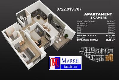 Apartament cu 3 camere nedecomandat în Central - 2