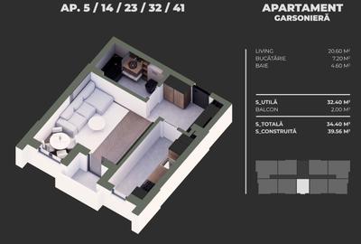 Garsoniera decomandata, bloc nou, Sector 4 - 3