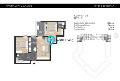 Apartament cu 3 camere semidecomandat în Bucureștii Noi - 15