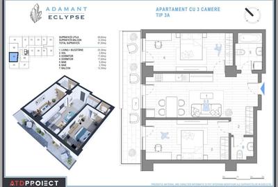 Apartament cu 3 camere decomandat în Nicolina