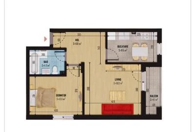 Apartament cu 2 camere decomandat în Haliu