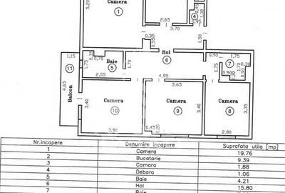 Apartament 4 camere, 2 bai, 2 balcoane,centrala proprie, etajul 2 - 18