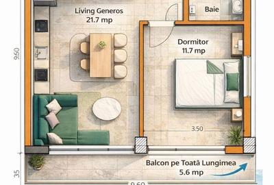 Apartament cu 2 camere în Nord - 1
