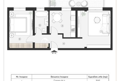 Apartament cu 2 camere decomandat în Est - 1
