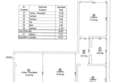 Apartament cu 3 camere decomandat în Central