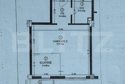 Apartament cu 1 camera, 39 mp, zona strazii Frunzisului