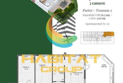 Pallady 3 camere 77 mp + curte 33 mp in bloc tip Boutique - 2