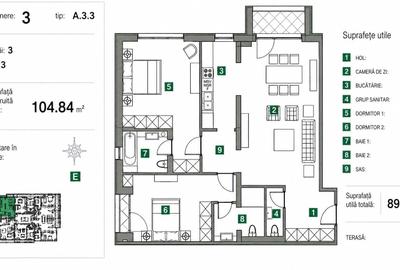 Apartament cu 3 camere în Sisești