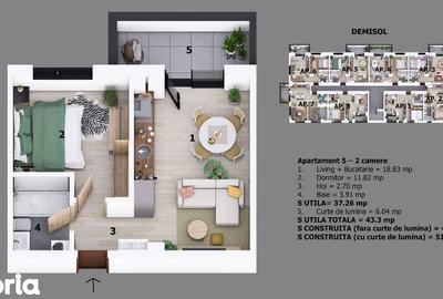 Apartament cu 2 camere în Central - 1