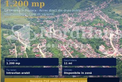 Teren Construcții intravilan de 1200 mp, în Poplaca - 1