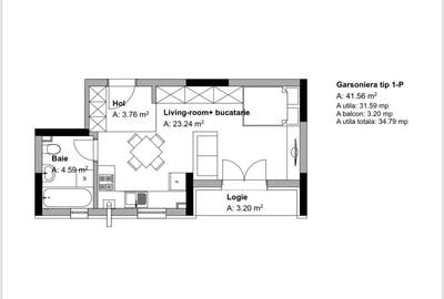 Garsonieră decomandată în Dobroești - 2