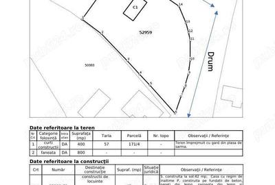 PF vand teren 1200mp cu casa intabulate,18km de Cluj, intravilan CF, cadastru, Micesti com.Tureni - 1
