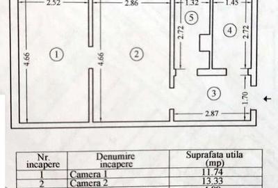 Apartament cu 2 camere semidecomandat în Km 4