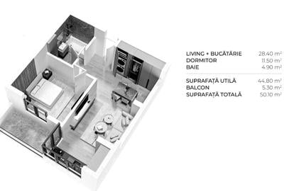 Apartament 2 camere, Faza 1 de proiect, Pret Promotional - 2