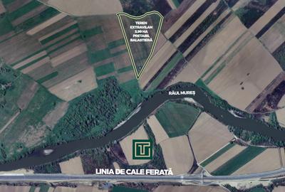 Teren extravilan de 5,99 ha la 200 m de Mureș, ideal pentru balastieră în Ususău - 5