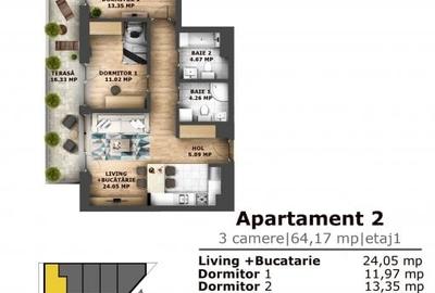 Apartament 3 camere finalizat cu CF constructie noua! - 2