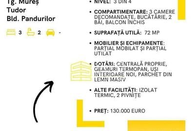 Apartament cu 3 camere decomandat în Tudor