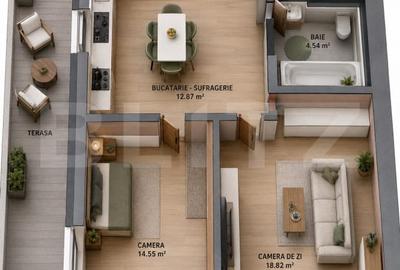 Apartament cu 2 camere decomandat în Tudor