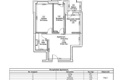 Apartament 55mp, FINISAT, 2 camere + nisa de dormit, Lidl Frunzisului - 2